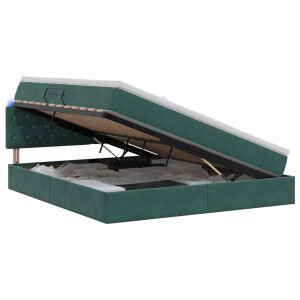 vidaXL LED Opslagbed met Matras Donkergroen 140 x 200 cm Fluweel