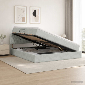 vidaXL Opslag bed met hoofdeinde Lichtgrijs 180 x 200 cm Fluweel