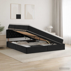 vidaXL Opslag bed met hoofdeinde Zwart 180 x 200 cm Fluweel