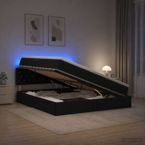 vidaXL LED Opslagbed met Matras Zwart 160 x 200 cm Fluweel