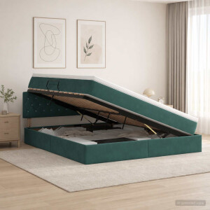 vidaXL Opslag bed met hoofdeinde Donkergroen 180 x 200 cm Fluweel