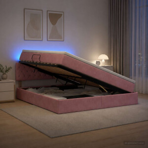 vidaXL LED Opslagbed met Matras Roze 180 x 200 cm Fluweel