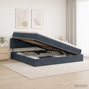 vidaXL Opslag bed met hoofdeinde Donkergrijs 200 x 200 cm Fluweel