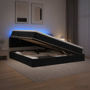 vidaXL LED Opslagbed met Matras Zwart 200 x 200 cm Fluweel