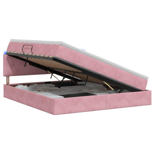 vidaXL LED Opslagbed met Matras Roze 160 x 200 cm Fluweel