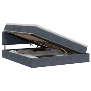 vidaXL LED Opslagbed met Matras Donkergrijs 180 x 200 cm Fluweel