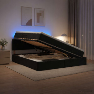 vidaXL LED Opslagbed met Matras Zwart 160 x 200 cm Fluweel
