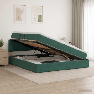 vidaXL Opslag bed met hoofdeinde Donkergroen 160 x 200 cm Fluweel