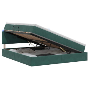 vidaXL LED Opslagbed met Matras Donkergroen 180 x 200 cm Fluweel