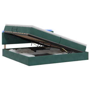 vidaXL LED Opslagbed met Matras Donkergroen 200 x 200 cm Fluweel