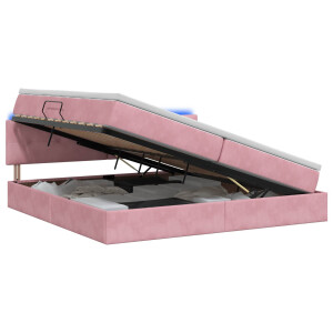 vidaXL LED Opslagbed met Matras Roze 200 x 200 cm Fluweel