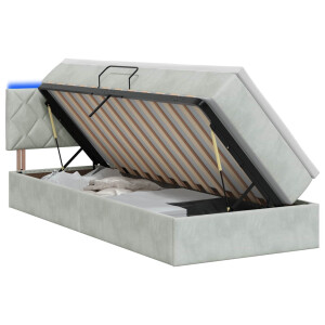 vidaXL LED Opslagbed met Matras Lichtgrijs 90 x 190 cm Fluweel
