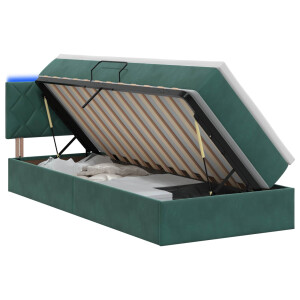 vidaXL LED Opslagbed met Matras Donkergroen 90 x 200 cm Fluweel