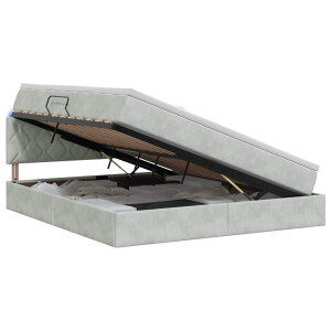 vidaXL LED Opslagbed met Matras Lichtgrijs 140 x 190 cm Fluweel