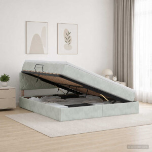 vidaXL Opslag bed met hoofdeinde Lichtgrijs 160 x 200 cm Fluweel