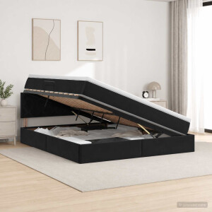 vidaXL LED Opslagbed met Matras Zwart 160 x 200 cm Fluweel