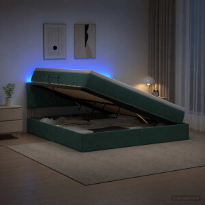 vidaXL LED Opslagbed met Matras Donkergroen 180 x 200 cm Fluweel
