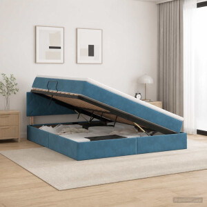 vidaXL Opslag bed met hoofdeinde Donkerblauw 160 x 200 cm Fluweel