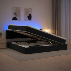 vidaXL LED Opslagbed met Matras Zwart 200 x 200 cm Fluweel
