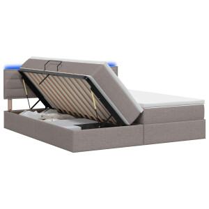 vidaXL LED Opslagbed met Matras Taupe 200 x 200 cm Stof