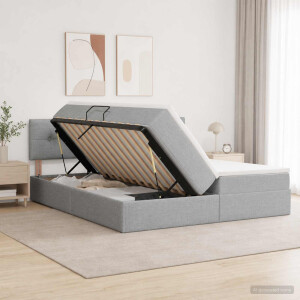 vidaXL Opslag bed met hoofdeinde 2 st Lichtgrijs Nep Leer