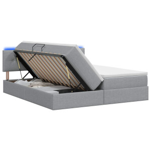 vidaXL LED Opslagbed met Matras Lichtgrijs 180 x 200 cm Stof