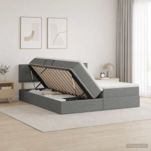 vidaXL Opslag bed met hoofdeinde 2 st Donkergrijs Nep Leer