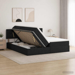 vidaXL LED Opslagbed met Matras Zwart 200 x 200 cm Stof