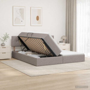 vidaXL Opslag bed met hoofdeinde 2 st Taupe Nep Leer