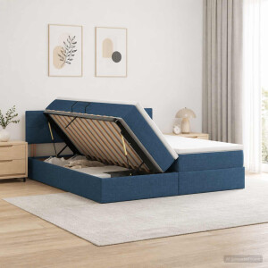 vidaXL Opslag bed met hoofdeinde 2 st Blauw Nep Leer
