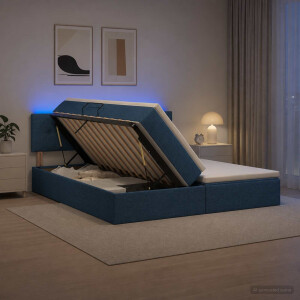 vidaXL LED Opslagbed met Matras Blauw 180 x 200 cm Stof