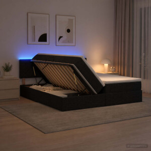 vidaXL LED Opslagbed met Matras Zwart 180 x 200 cm Stof
