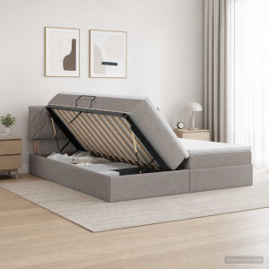 vidaXL Opslag bed met hoofdeinde 2 st Taupe Nep Leer