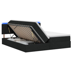 vidaXL LED Opslagbed met Matras Zwart 200 x 200 cm Stof