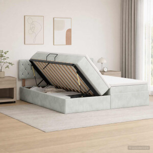 vidaXL LED Opslagbed met Matras Lichtgrijs 180 x 200 cm Fluweel