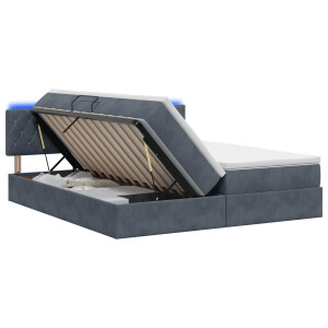 vidaXL LED Opslagbed met Matras Donkergrijs 180 x 200 cm Fluweel