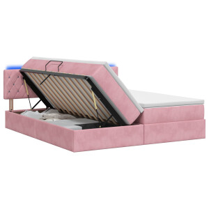 vidaXL LED Opslagbed met Matras Roze 200 x 200 cm Fluweel
