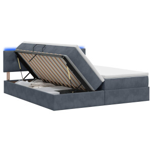 vidaXL LED Opslagbed met Matras Donkergrijs 180 x 200 cm Fluweel