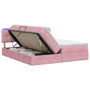 vidaXL LED Opslagbed met Matras Roze 180 x 200 cm Fluweel