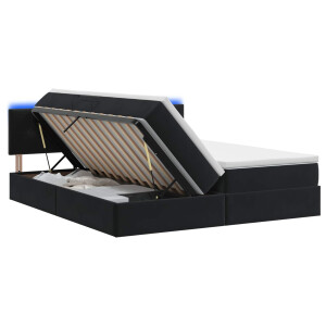 vidaXL LED Opslagbed met Matras Zwart 200 x 200 cm Fluweel