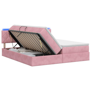vidaXL LED Opslagbed met Matras Roze 180 x 200 cm Fluweel