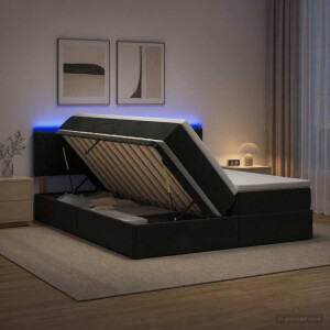 vidaXL LED Opslagbed met Matras Zwart 200 x 200 cm Fluweel