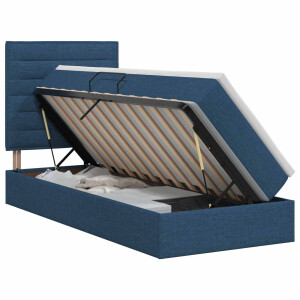 vidaXL Opslag bed met matras met hoofdeinde Blauw 90 x 190 cm Stof
