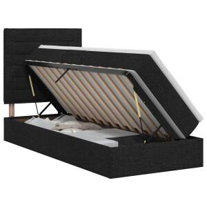 vidaXL Opslag bed met matras met hoofdeinde Zwart 100 x 200 cm Stof