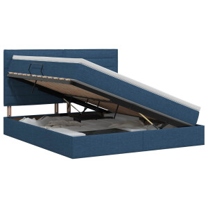 vidaXL Opslag bed met matras met hoofdeinde Blauw 140 x 200 cm Stof