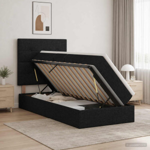 vidaXL LED Opslagbed met Matras Zwart 100 x 200 cm Stof