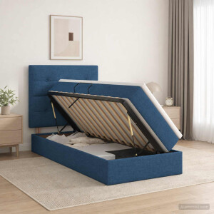 vidaXL LED Opslagbed met Matras Blauw 90 x 200 cm Stof