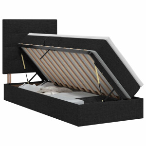 vidaXL Opslag bed met matras met hoofdeinde Zwart 90 x 200 cm Stof