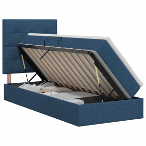 vidaXL Opslag bed met matras met hoofdeinde Blauw 100 x 200 cm Stof