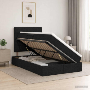 vidaXL LED Opslagbed met Matras Zwart 120 x 200 cm Stof